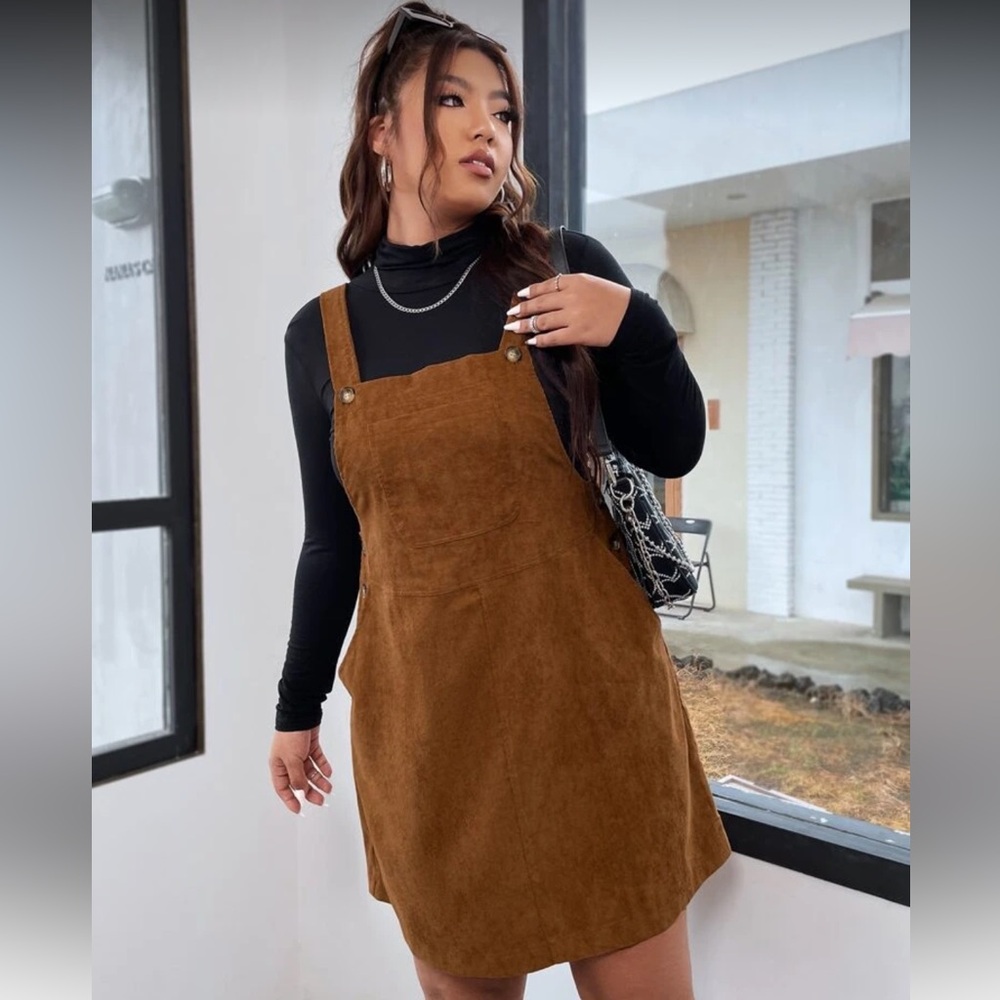 SHEIN Corduroy Overall Mini Dress – Perfect for Layering - Picture 3 of 9